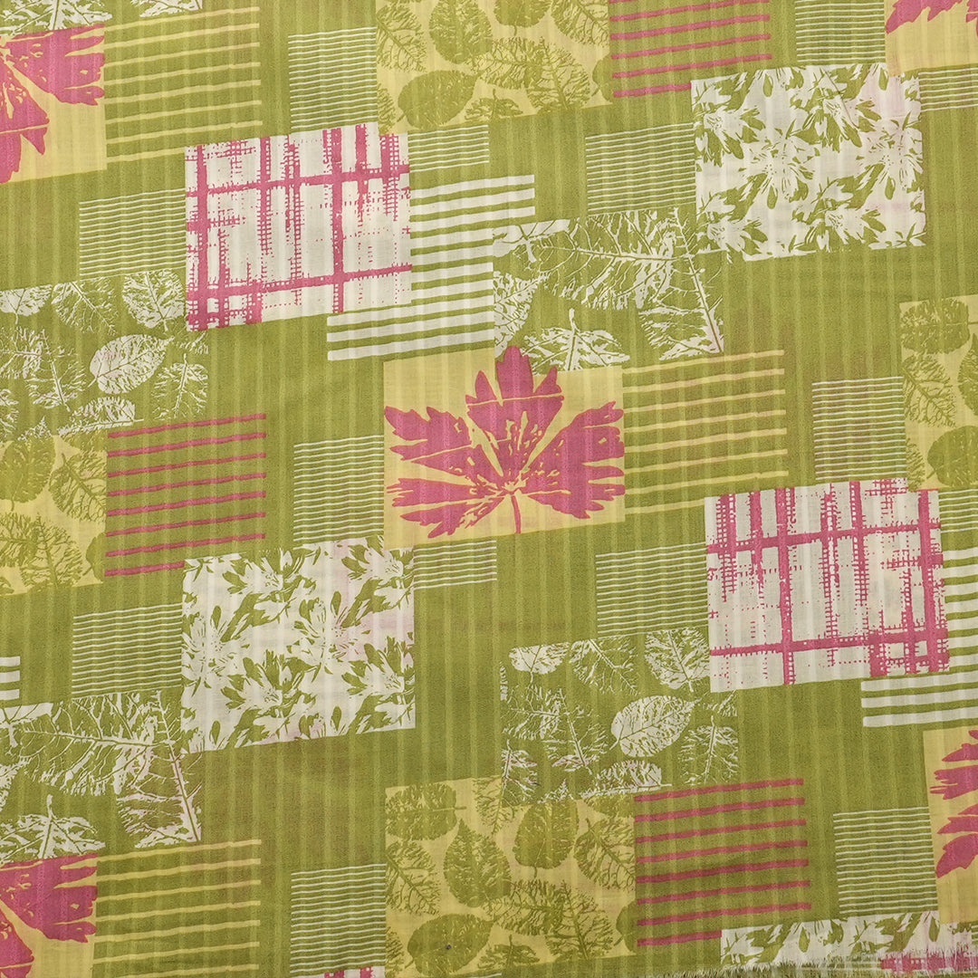 P16-25189-01A - Green Printed Lawn Fabric