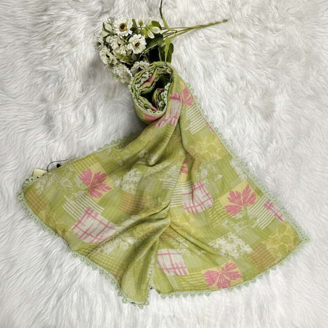 P16-25189-01A - Green Printed Lawn Fabric