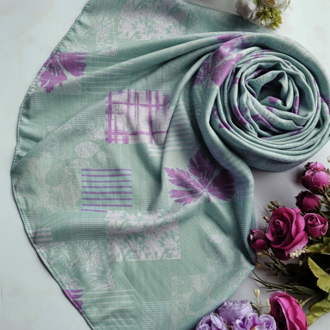 P16-25189-01B – Mint Green Printed Lawn Fabric