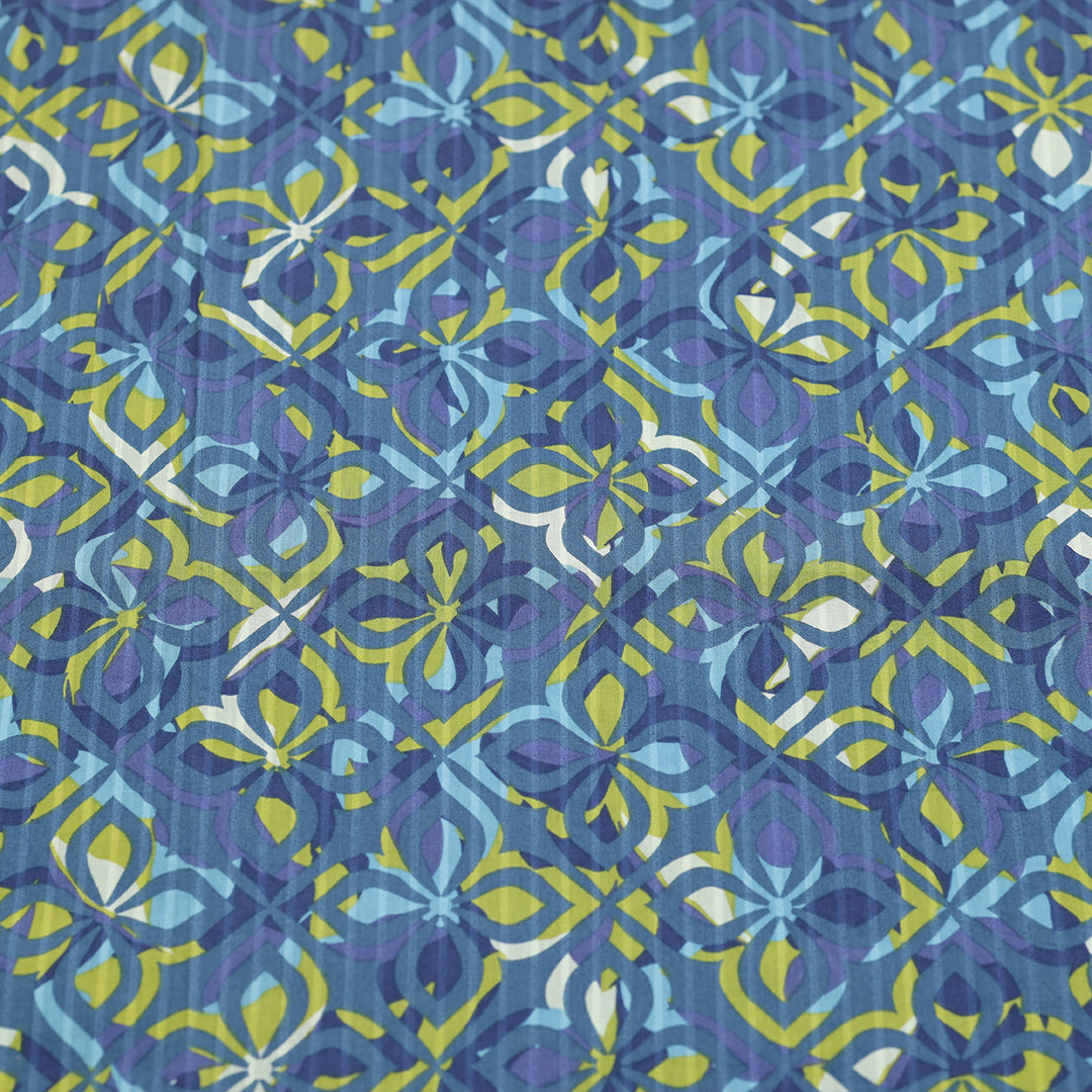 P16-25189-06B – Teal Blue Printed Lawn Shirt Fabric