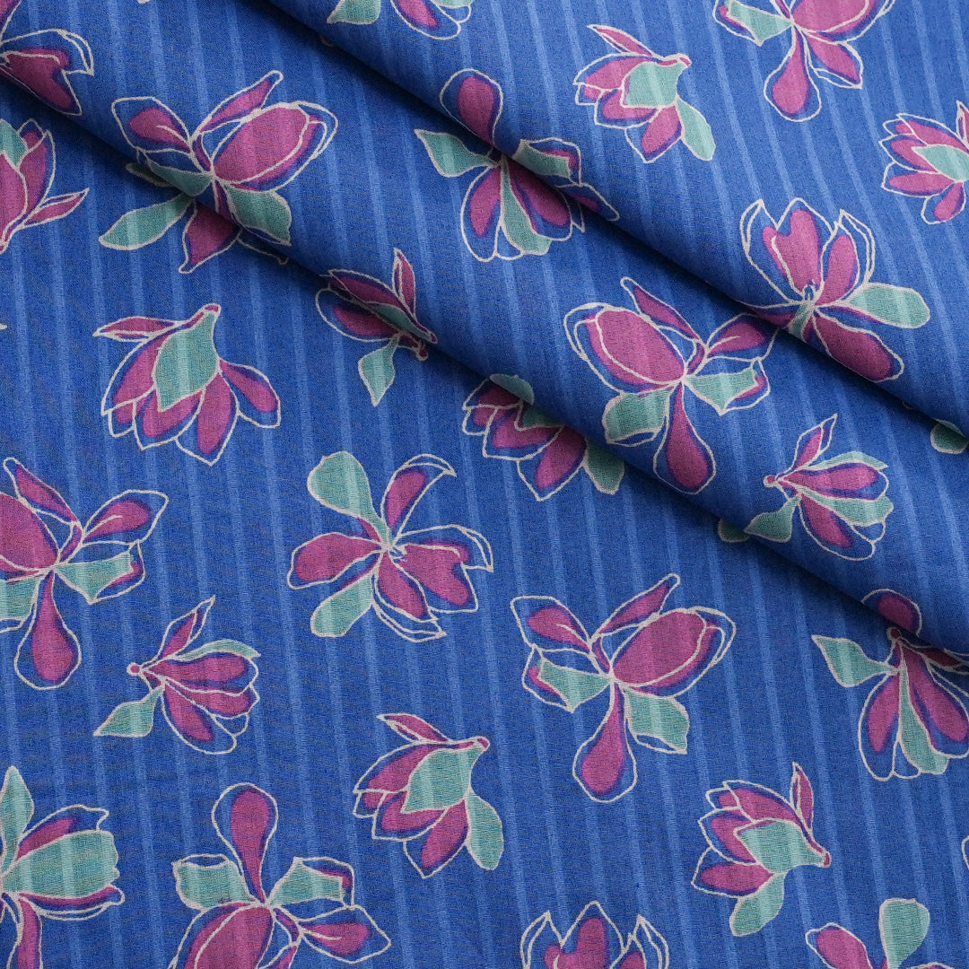 P16-25189-10B – Blue Printed Lawn Shirt Fabric