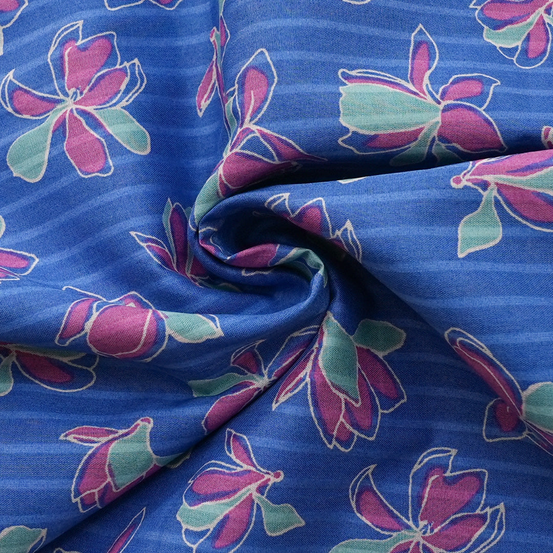 P16-25189-10B – Blue Printed Lawn Shirt Fabric
