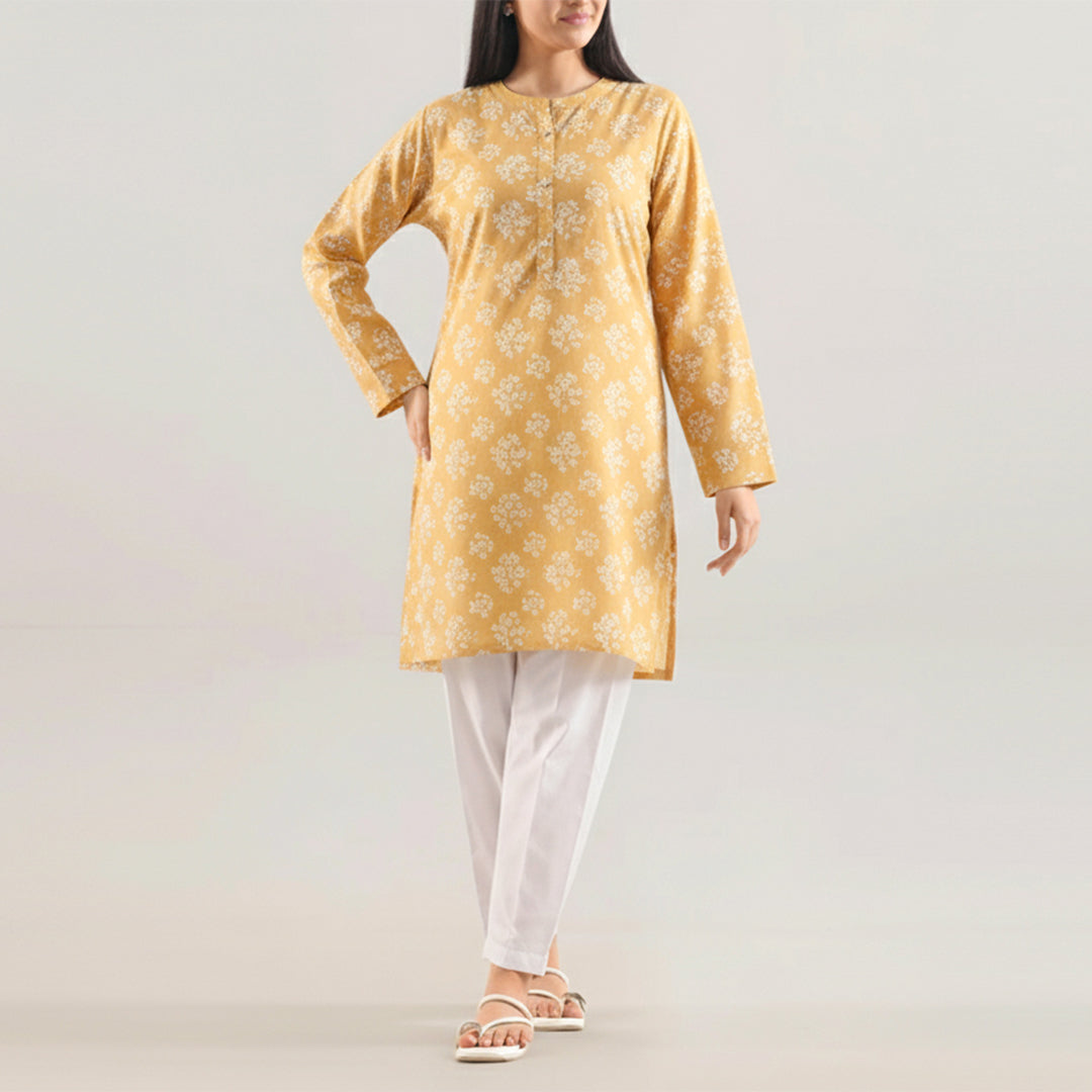 P16-25195-05A – Yellow Printed Lawn Shirt & Trouser Fabric