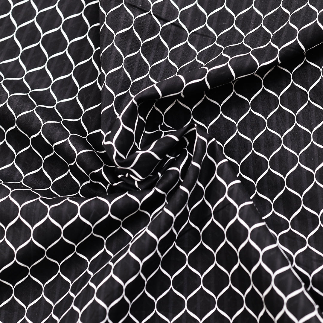 P16-25221-01B – Black Printed Lawn Shirt Fabric