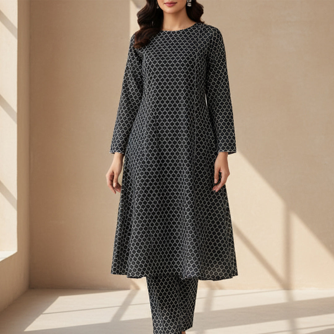 P16-25221-01B – Black Printed Lawn Shirt Fabric