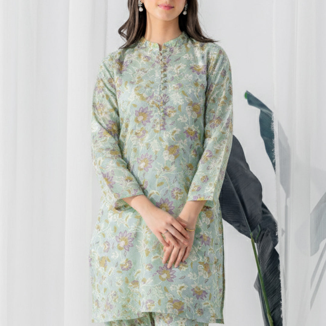 P16-25221-02A – Light Green Printed Lawn Suit Fabric
