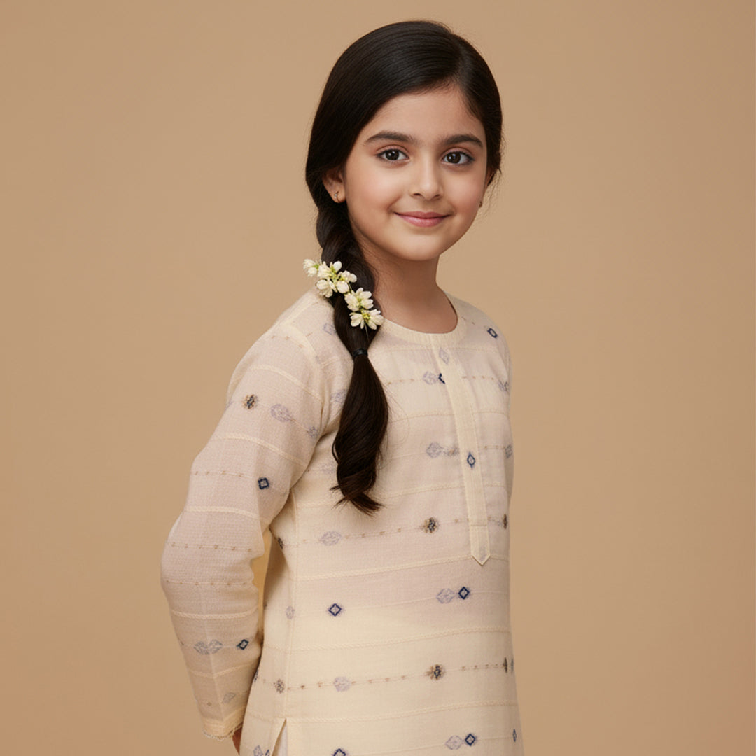 All over Jacquard Greige Fabric - JQ 12367