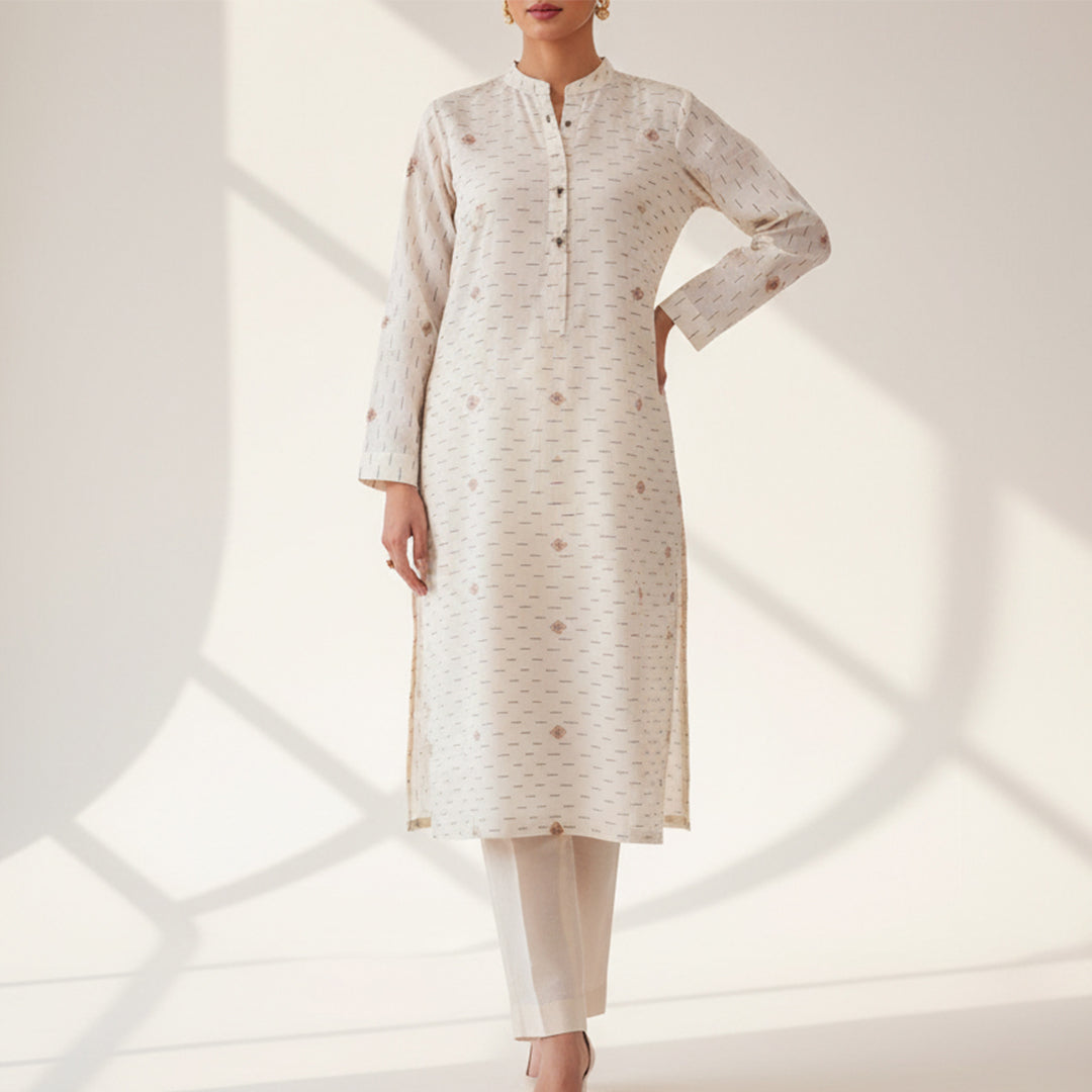 Allover Jacquard Greige Fabric – JQ 13145