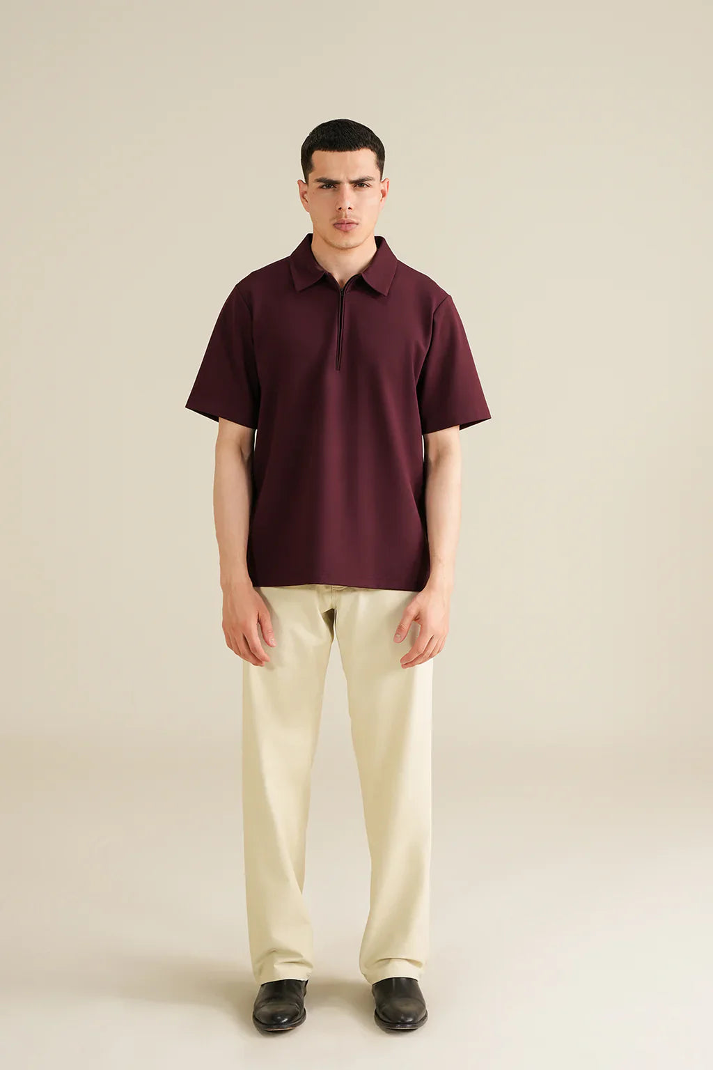 Koyo Knit Quarter Zip Polo - Wine
