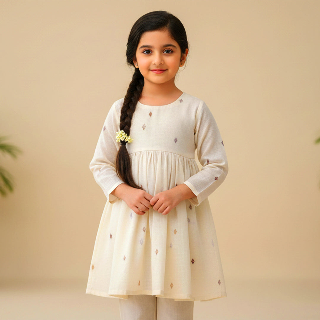 All over Jacquard Greige Fabric - JQ 4867