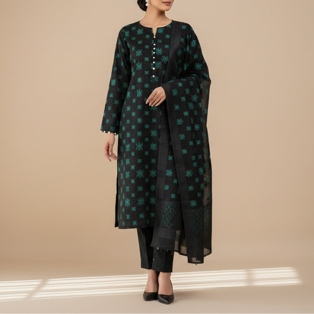 25048-14A – Black Cotton Jacquard Shirt Fabric