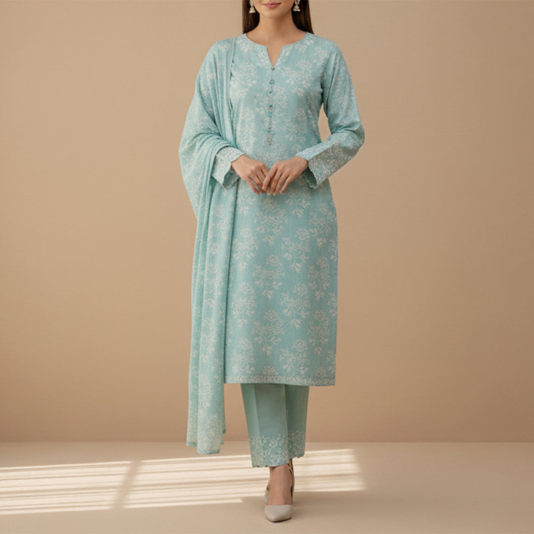 25195-02A – Mint Green Printed Cambic Cotton Shirt Fabric