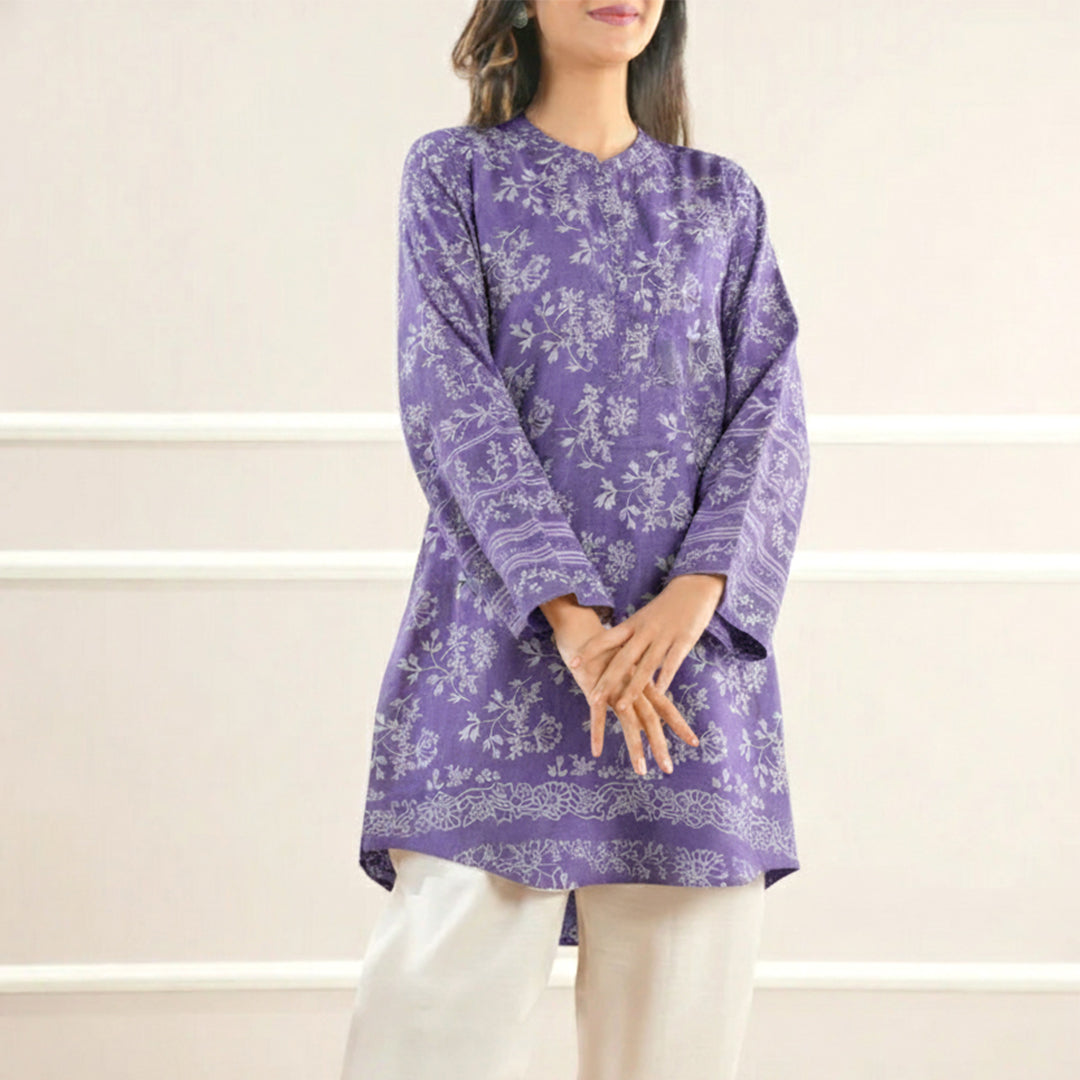 25195-02B – Purple Printed Cambic Cotton Shirt Fabric