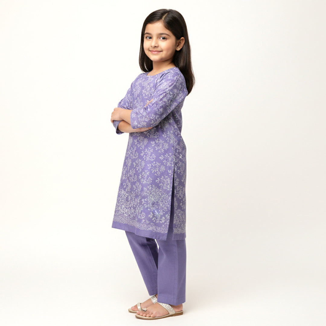 25195-02B – Purple Printed Cambic Cotton Shirt Fabric