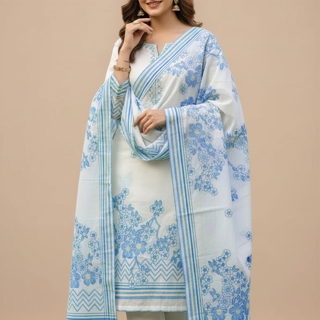 Compose Jacquard Dupatta Greige Fabric - JQ 11602
