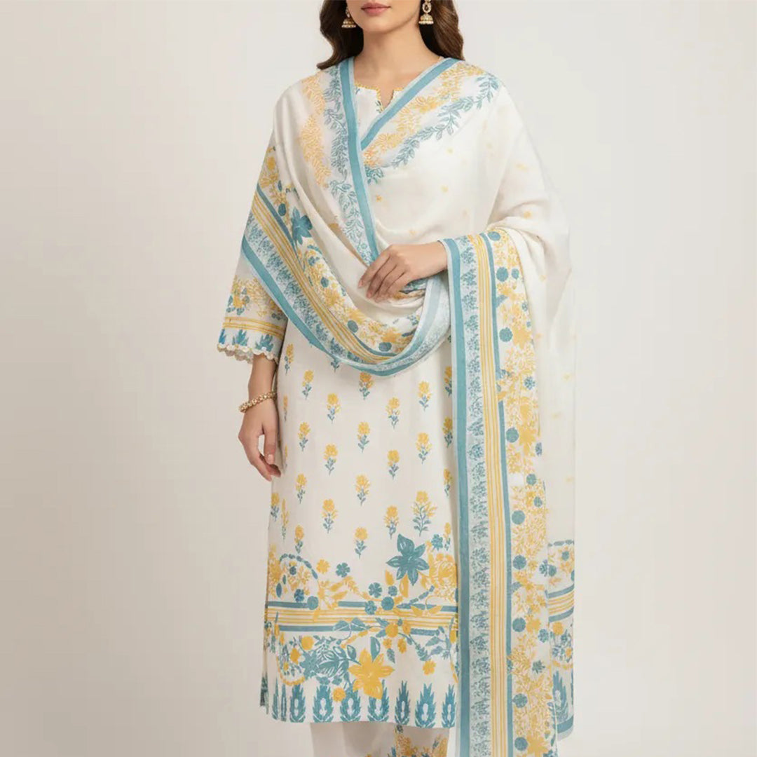 Compose Jacquard Dupatta Greige Fabric – JQ 11514