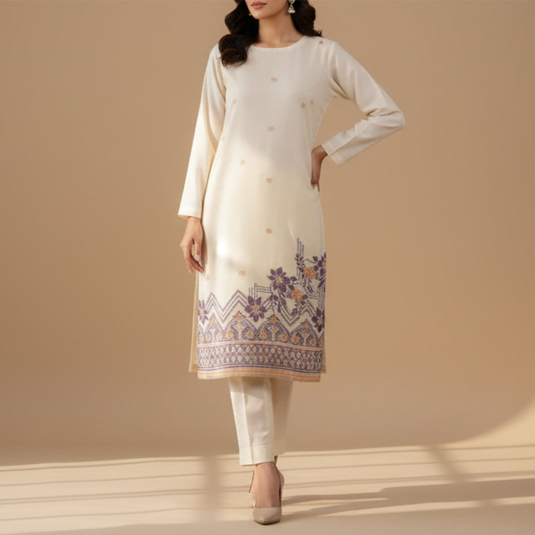 Compose Jacquard Dupatta Greige Fabric - JQ 12445