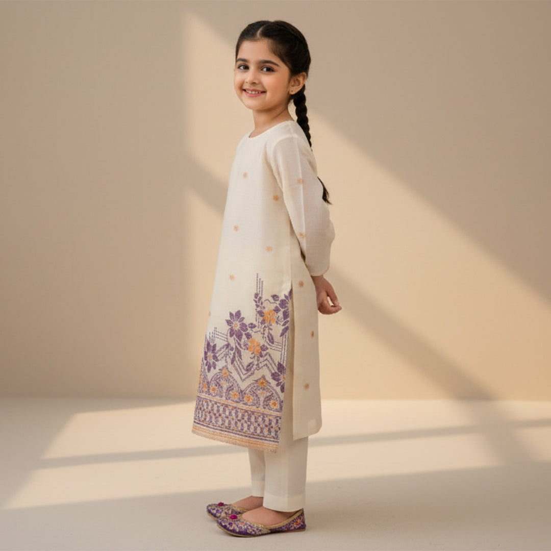 Compose Jacquard Dupatta Greige Fabric - JQ 12445