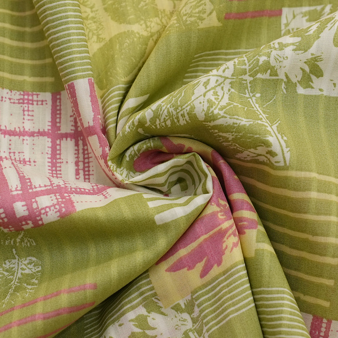 P16-25189-01A - Green Printed Lawn Fabric