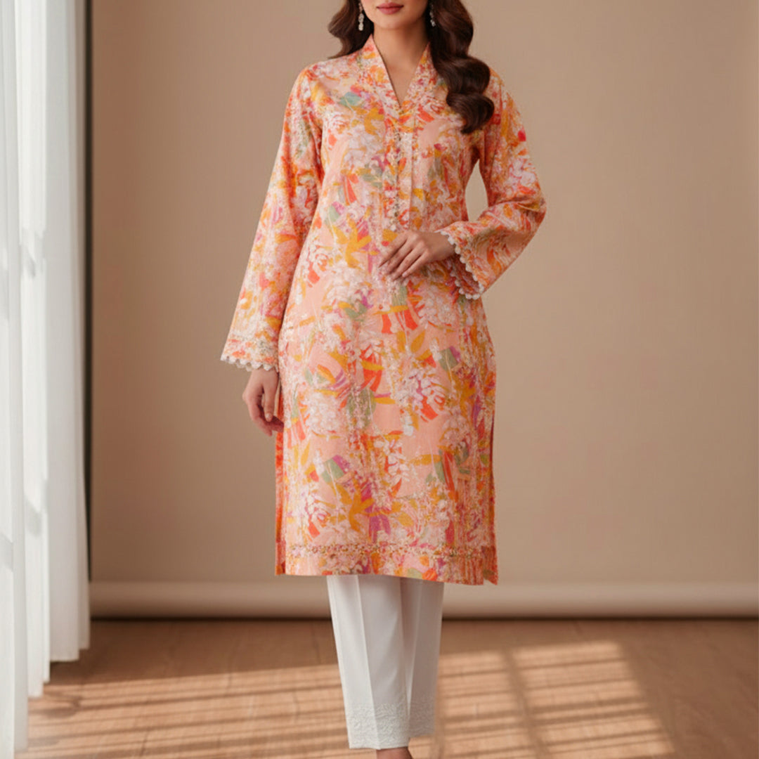 P16-25189-03A – Light Green Printed Lawn Suit Fabric