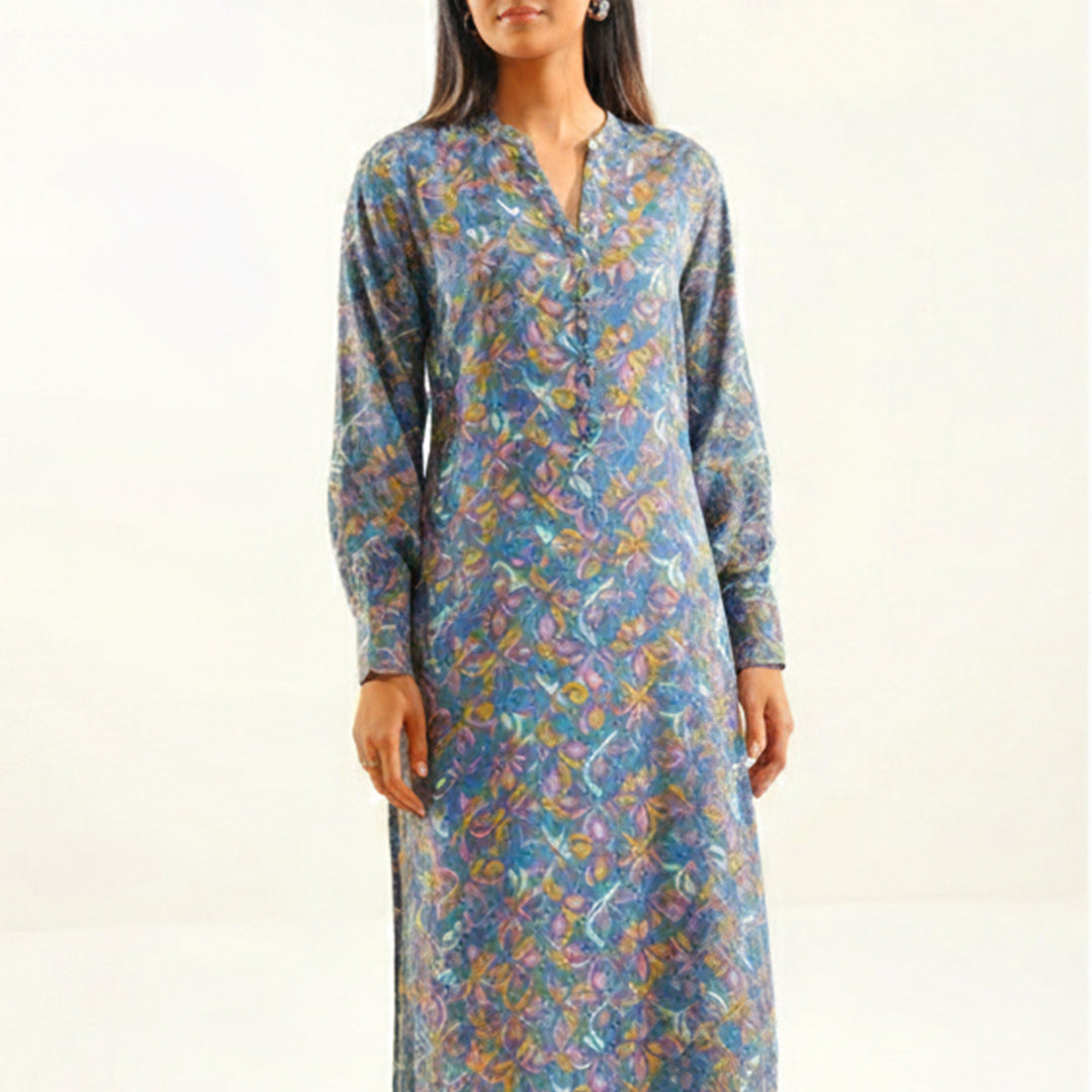 P16-25189-06A – Blue Printed Lawn Shirt Fabric