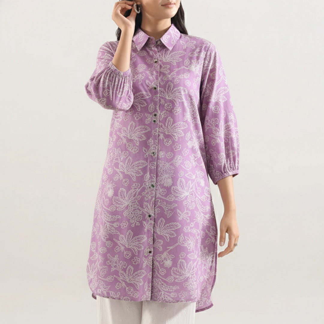 P16-25195-03A – Light Purple Printed Lawn Shirt Fabric
