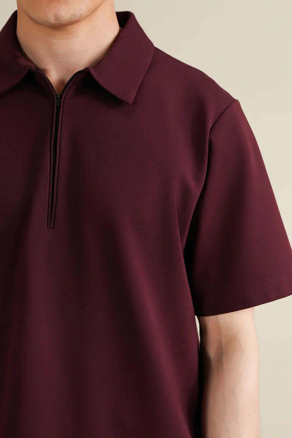 Koyo Knit Quarter Zip Polo - Wine