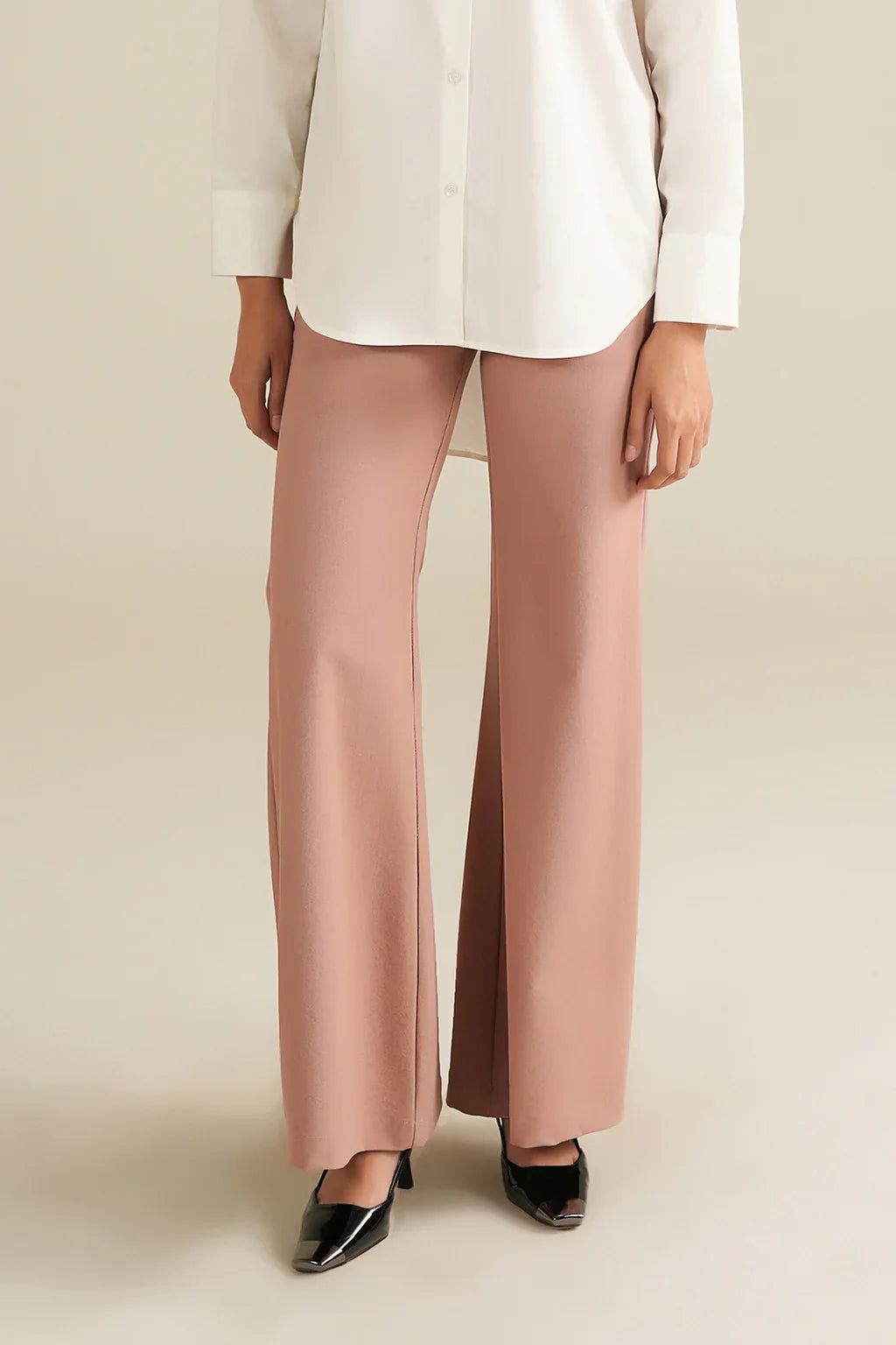 Flared Bootcut Pants- Tea Pink