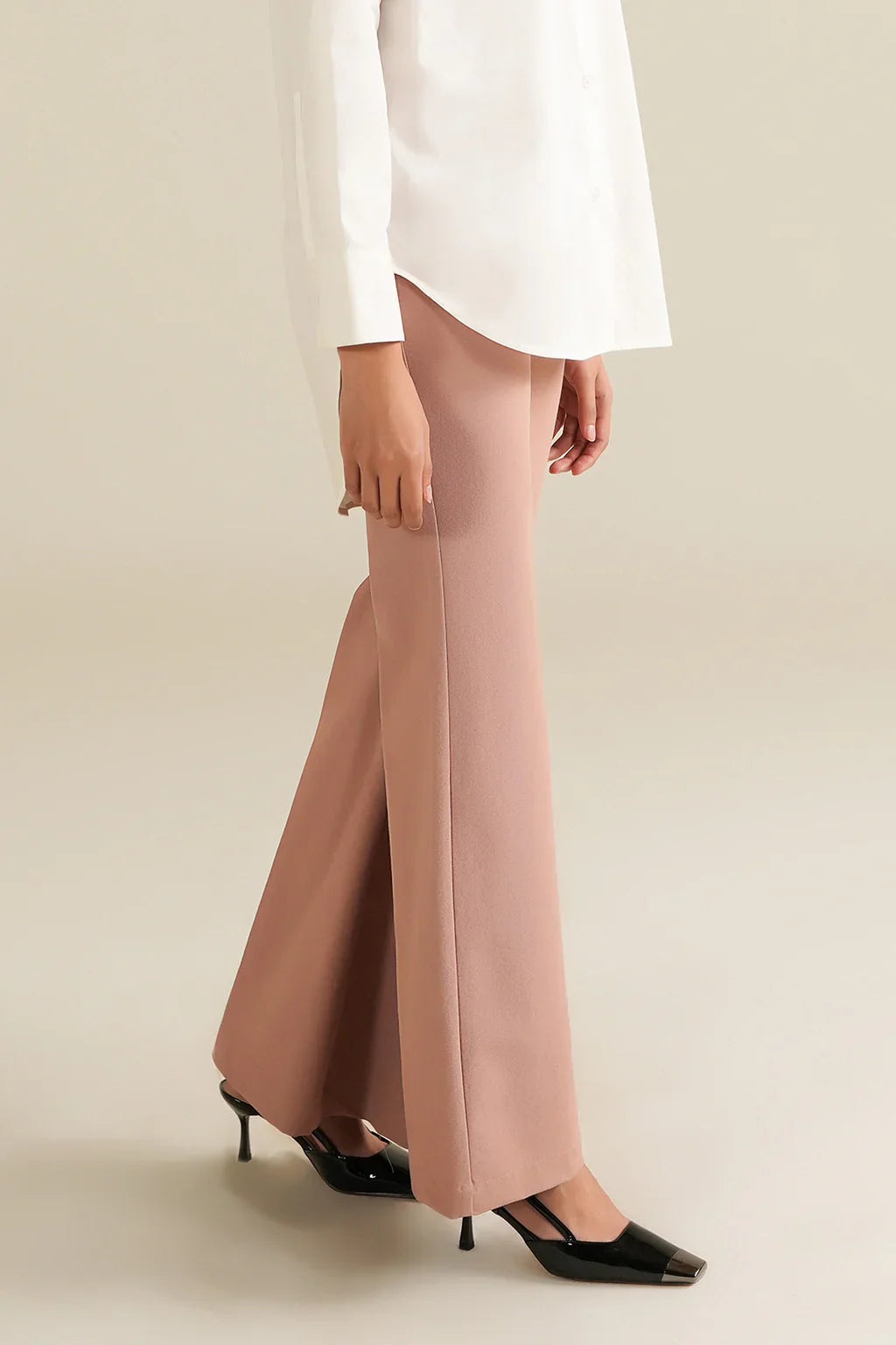 Flared Bootcut Pants- Tea Pink
