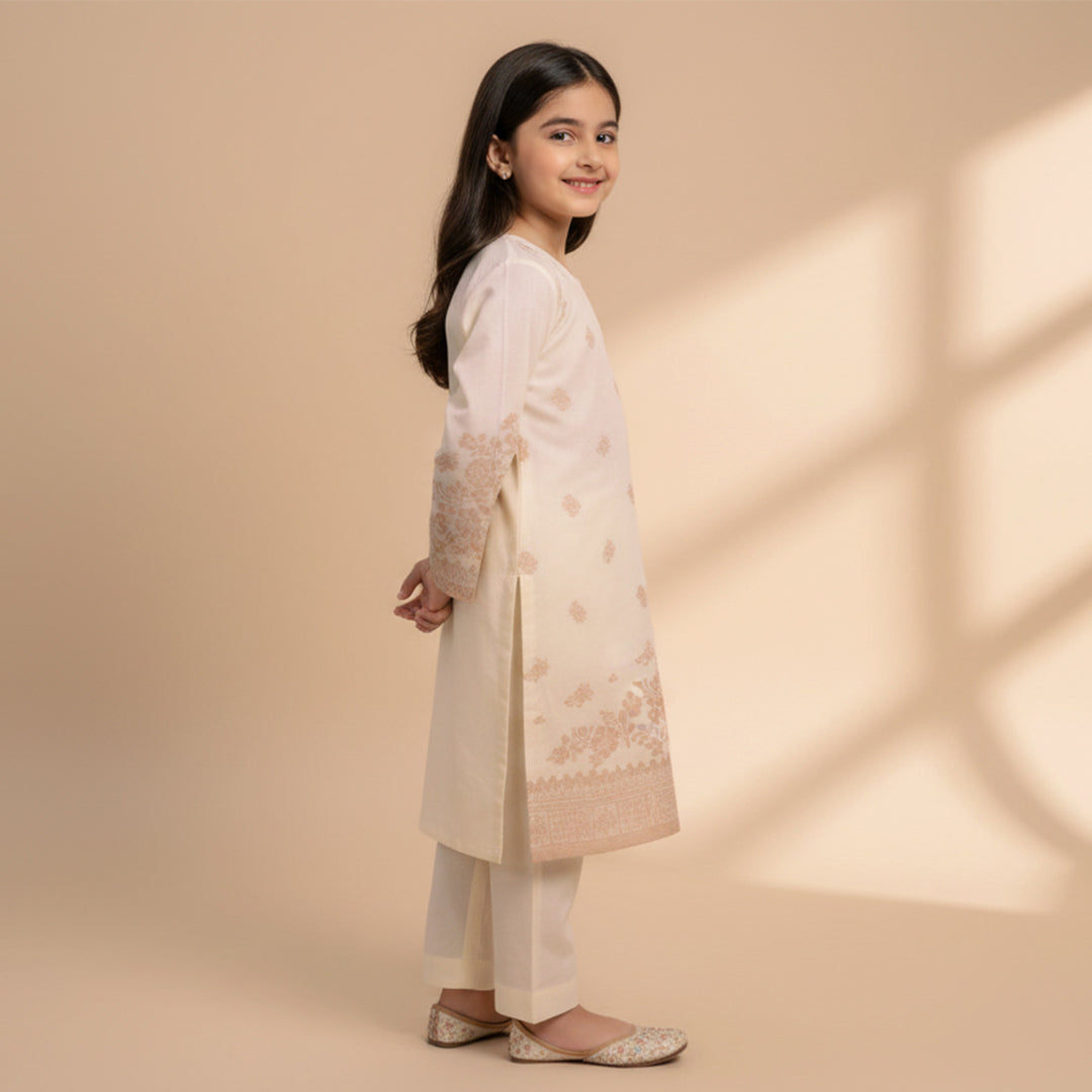 Compose Jacquard Dupatta Greige Fabric - JQ 10797