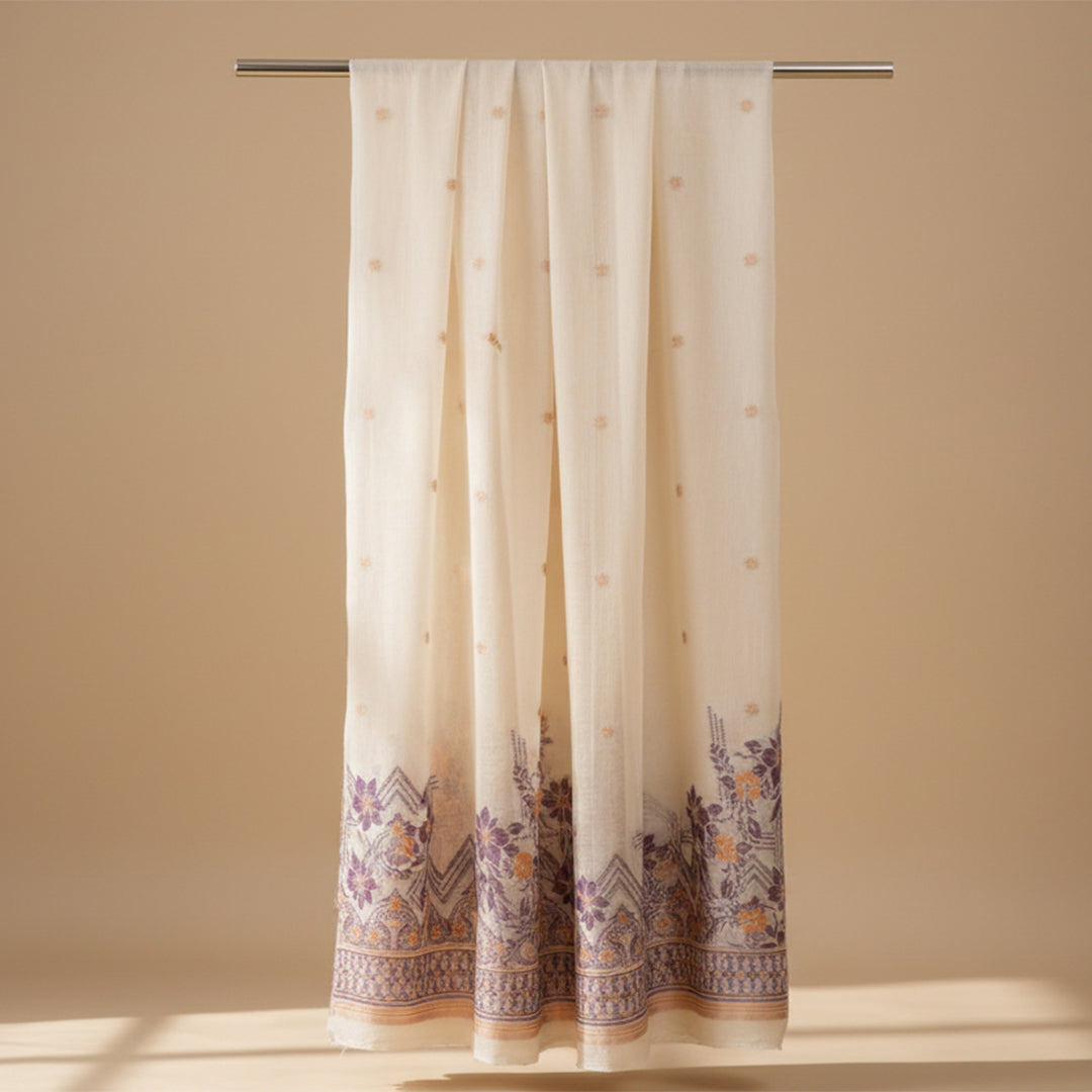 Compose Jacquard Dupatta Greige Fabric - JQ 12445